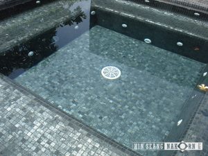 Natural Stone Silver Grey quartzite mosaic on mesh in Jacuzzi 