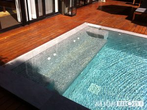 sky blue sanded natural stone mosaic for Jacuzzi, pool stair, bench 
